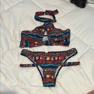 Colorful Patterned Bikini Set